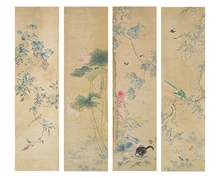 徐恒绢本花鸟十二幅屏